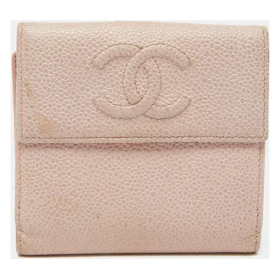 Chanel Pink Caviar Leather CC Compact Wallet