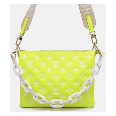 Louis Vuitton Yellow Monogram Embossed Coussin PM Shoulder Bag