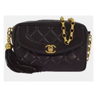 Chanel Black Lambskin Quilted Camera Mini Shoulder Bag