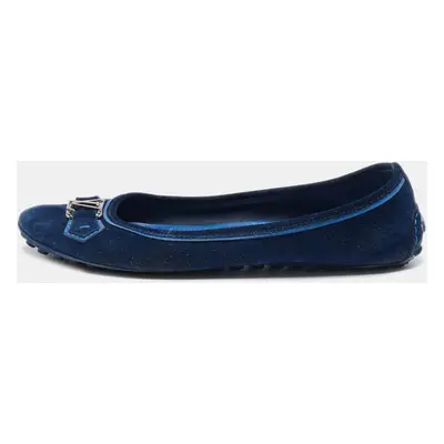 Louis Vuitton Navy Blue Suede Oxford Ballet Flats Size