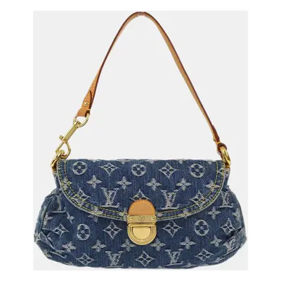 Louis Vuitton Blue Monogram Denim and Vachetta Leather Mini Pleaty Shoulder Bag