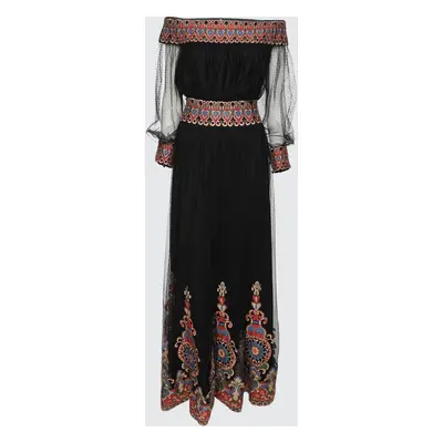 Alice + Olivia Black Embroidered Tulle Savanna Skirt and Top Set