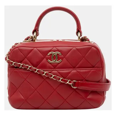 Chanel Red Small Lambskin Trendy CC Bowling