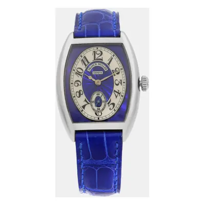 Franck Muller Blue 18k White Gold Cintree Curvex S6 Manual Winding Women's Wristwatch mm