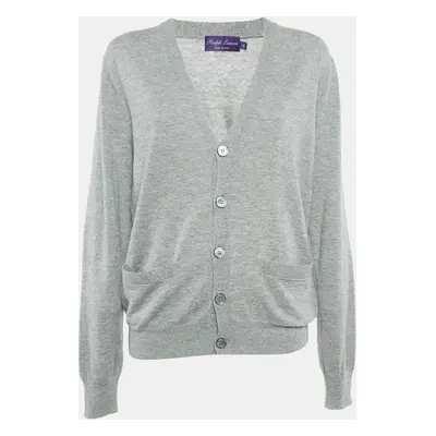 Ralph Lauren Purple Label Grey Cashmere Button Front Cardigan