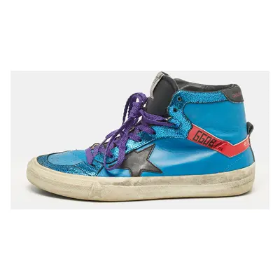 Golden Goose Blue/Black Leather High Top Sneakers Size