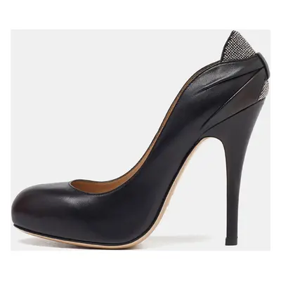 Valentino Black Leather Round Toe Pumps Size