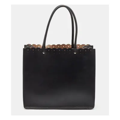 Alaia Black Leather Scalloped Tote