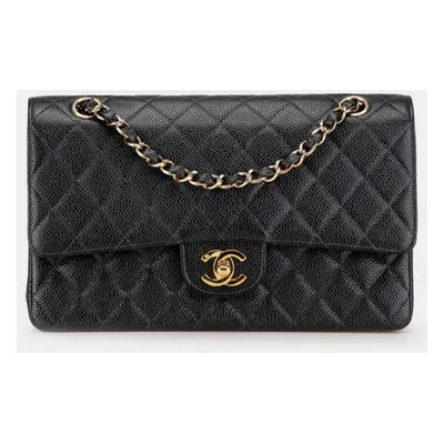 Chanel Black Leather Classic Double Flap Medium Shoulder Bag