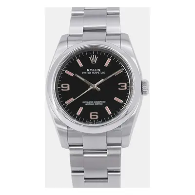 Rolex Black Stainless Steel Oyster Perpetual Automatic Men's Wristwatch mm