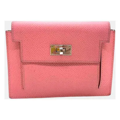 Hermes Kelly Pocket Compact Wallet Pink Leather