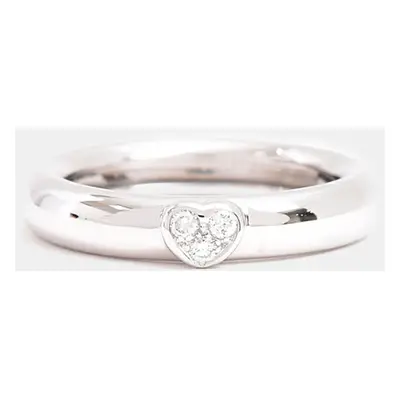 Tiffany & Co. 18K White Gold Heart Diamond Ring EU 50.5