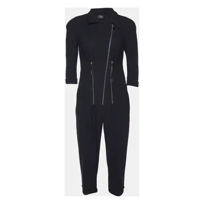 Elisabetta Franchi Black Crepe Zip Detail Jumpsuit