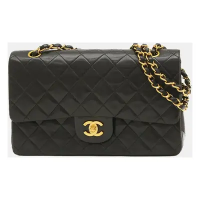 Chanel Black Lambskin Leather Classic Double Flap Shoulder Bags