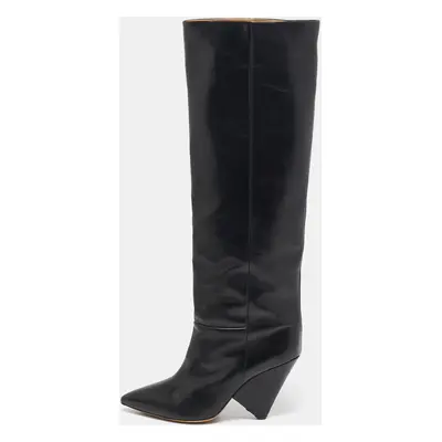 Isabel Marant Black Leather Knee Length Boots Size