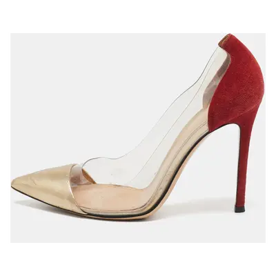 Gianvito Rossi Red/Gold PVC and Suede Plexi Pumps Size