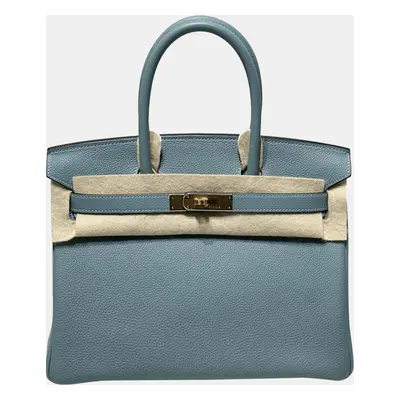 Hermes Blue Leather Birkin Handbag