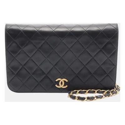 Chanel Black Quilted Lambskin CC Full Single Flap