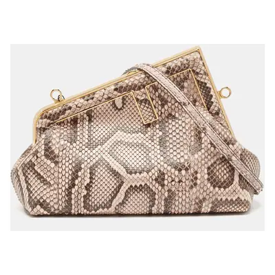 Fendi Pink/Brown Python Small Fendi First Clutch