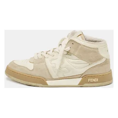 Fendi White Leather and Suede Fendi Match High Top Sneakers Size