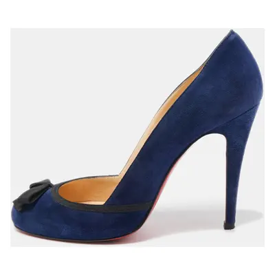 Christian Louboutin Navy Blue Suede Lavalliere Pumps Size 37.5