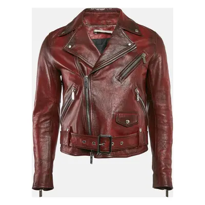 Dior Homme Burgundy Leather Zip-Up Jacket