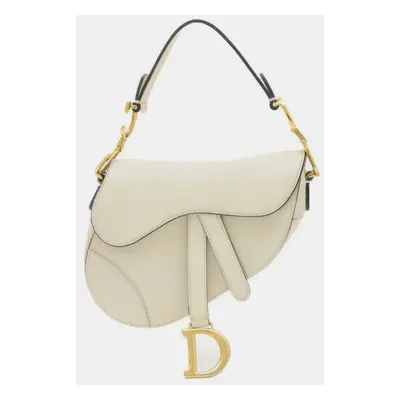 Christian Dior White Leather Saddle Shoulder Bag