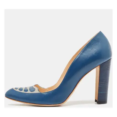 Manolo Blahnik Blue/Grey Leather Pumps Size