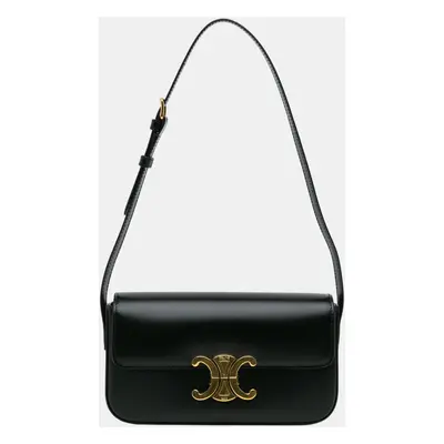 Celine Black Triomphe Calfskin Claude Shoulder Bag