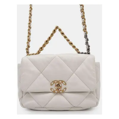 Chanel Ivory Leather Flap Chain Shoulder Bag