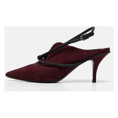 Salvatore Ferragamo Burgundy Suede Cygnus Mules Size 39.5