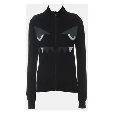 Fendi Black Nylon, Spandex Monster Zip-Up Jacket