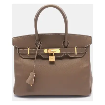 Hermes Brown Leather Birkin Tote Bag