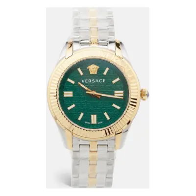 Versace Green Two-Tone Stainless Steel Greca VE6C00423 Women's Wristwatch