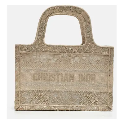 Dior Metallic Gold Embroidered Mesh Mini Book Tote