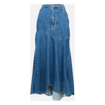 Maje Blue Denim Flared Asymmetric Midi Skirt