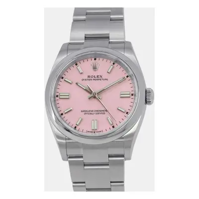 Rolex Pink Stainless Steel Oyster Perpetual Automatic Men's Wristwatch mm