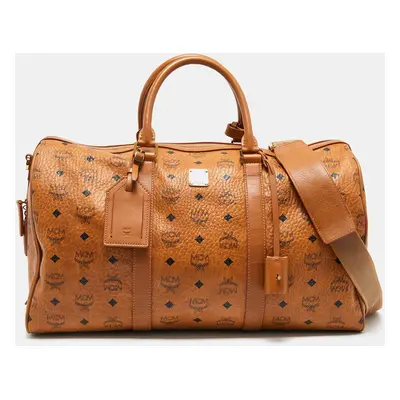 MCM Cognac Visetos Coated Canvas Ottomar Weekender Bag