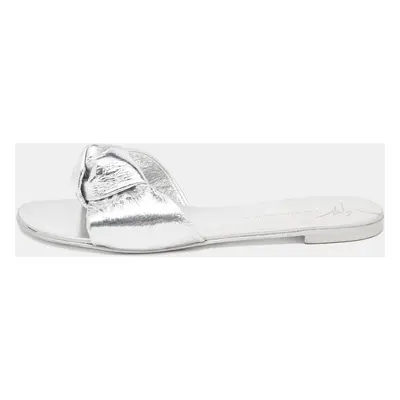 Giuseppe Zanotti Silver Leather Flat Slides Size