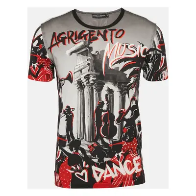 Dolce & Gabbana Black Arigento Music Print Cotton T-Shirt