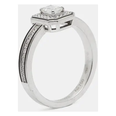 Boucheron Vendôme liseré Diamonds Black Lacquer 18k White Gold Ring Size