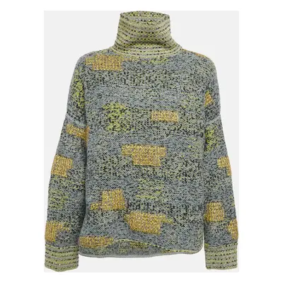 Chanel Grey Patterned Wool Blend Turtle Neck Sweater