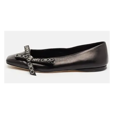 Jimmy Choo Black Leather Bow Veda Ballet Flats Size