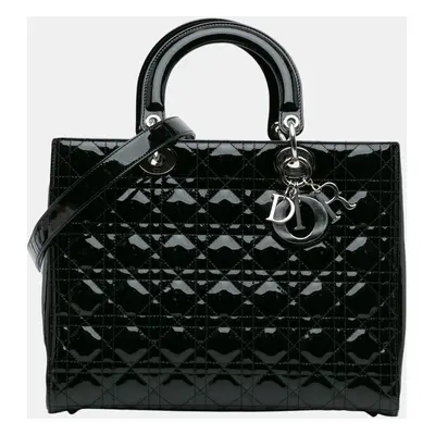 Dior Black Large Patent Cannage Lady Dior