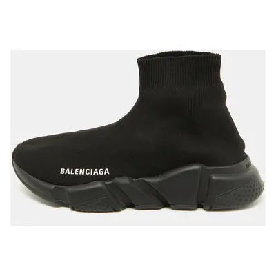 Balenciaga Black Knit Fabric Speed Trainer Slip On Sneakers Size