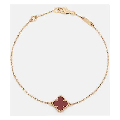 Van Cleef & Arpels Sweet Alhambra Carnelian 18k Rose Gold Bracelet