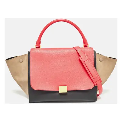 Celine Tricolor Leather and Suede Trapeze Bag