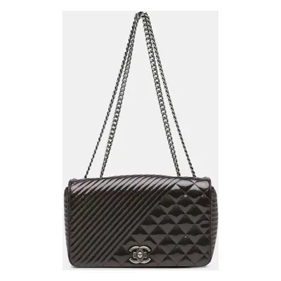 Chanel Purple Medium Patent Coco Boy Flap Bag