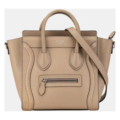 Celine Brown Nano Leather Luggage Tote