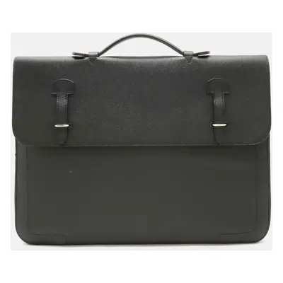 Hermes Black Leather Serviette Business Bag